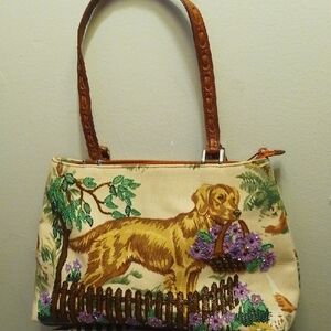 Charming Dog Embroidered Shoulder Bag